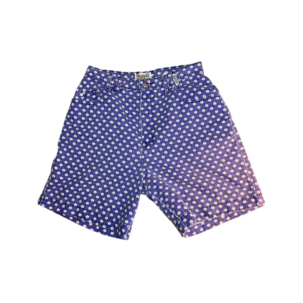VNTG 90's Sasson Hight Waist Mom Denim Daisy Floral Shorts Grandma Retro Spring‎